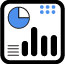 Analytics Icon with Charts (Blue)