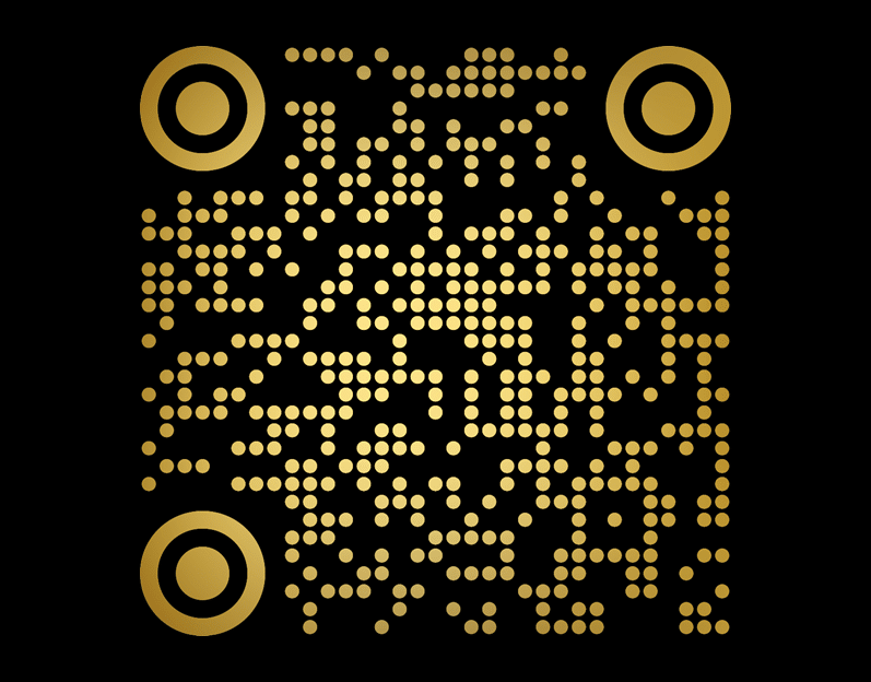 QR Code with Gold Metallic Gold Mask